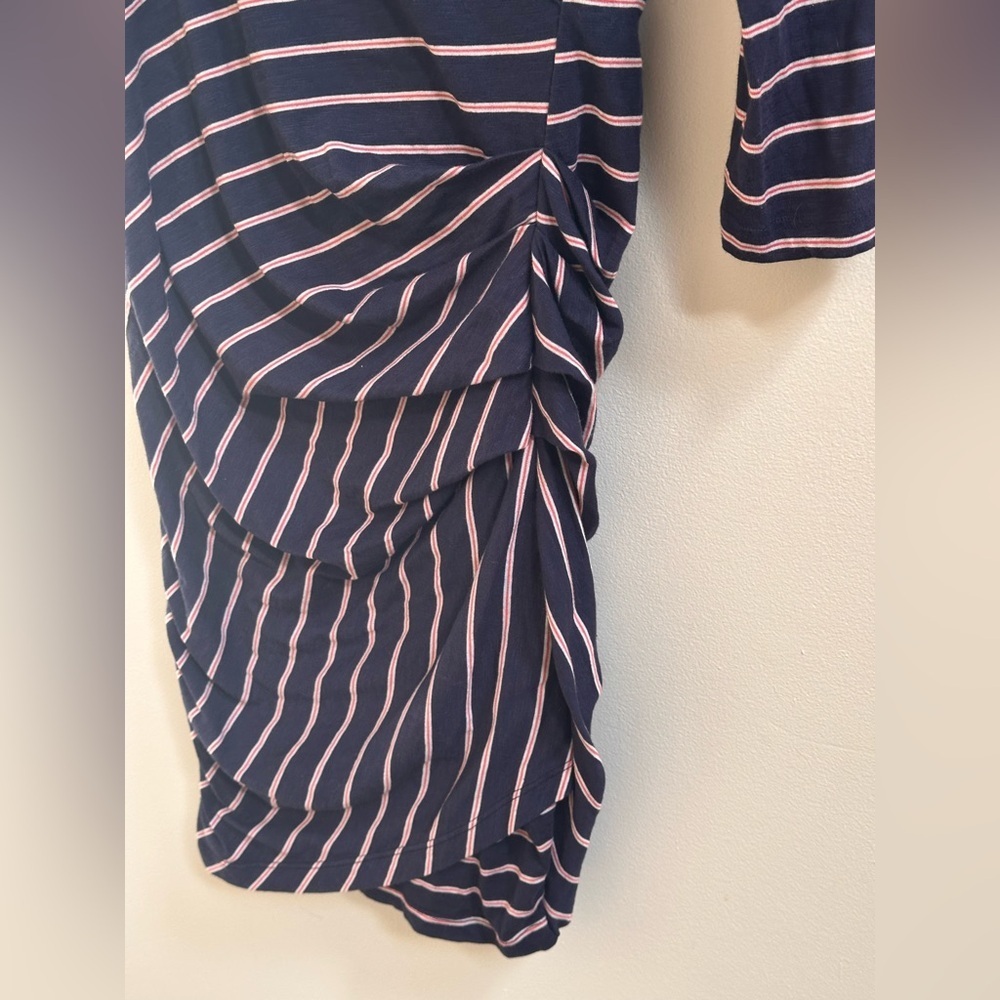 NEW Anthropologie Sundry Fabian Faux Wrap Striped Shirt Dress Women’s 1/S Navy - Picture 6 of 11
